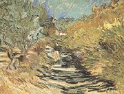 Vincent Van Gogh A Road at Sain-Remy with Female Figure (nn04) oil painting reproduction